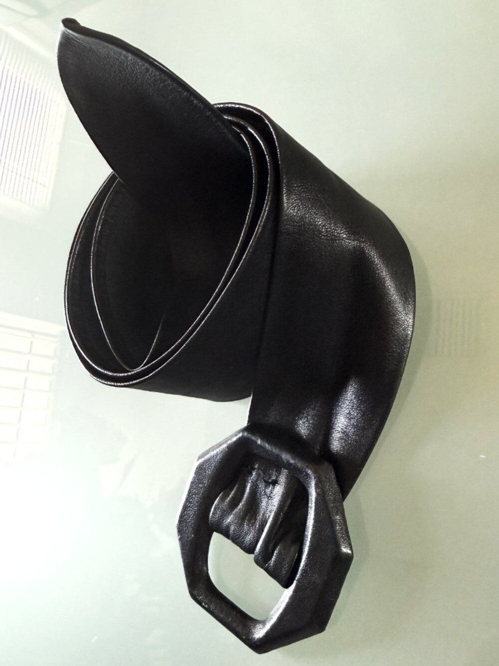 Women's Belt Vintage black leather fashion dress belt size S/M - Picture 5 of 9